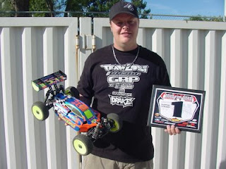 Adam Drake finished in first place in the 1/8 Electric Buggy A-Main