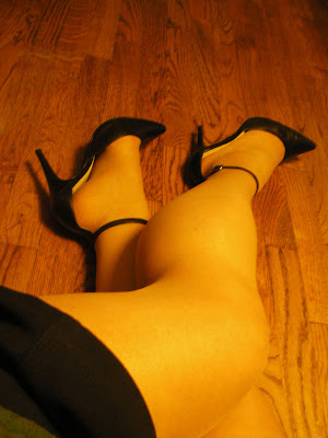 pantyhose crossed legs ankle strap high heels real woman