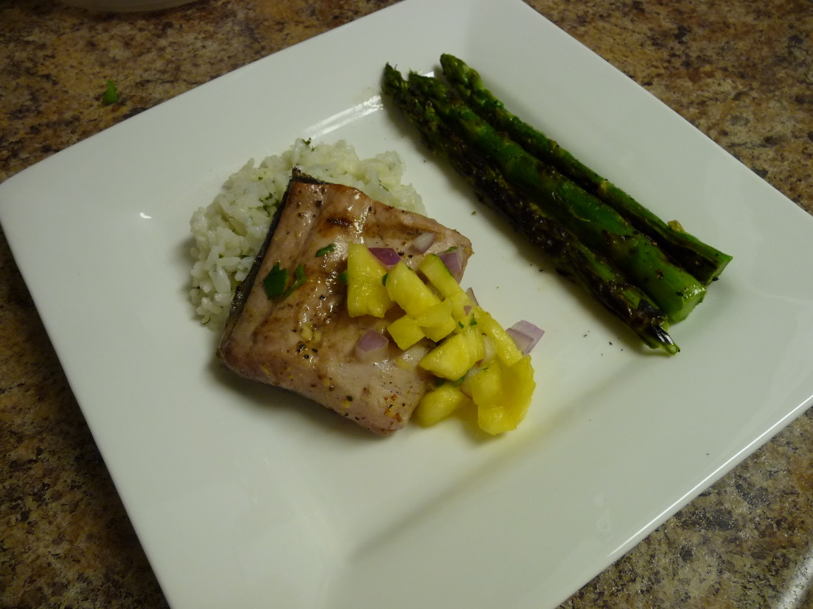 Real Men Bake LimeGrilled Mahi Mahi with Basmati Rice, Asparagus and