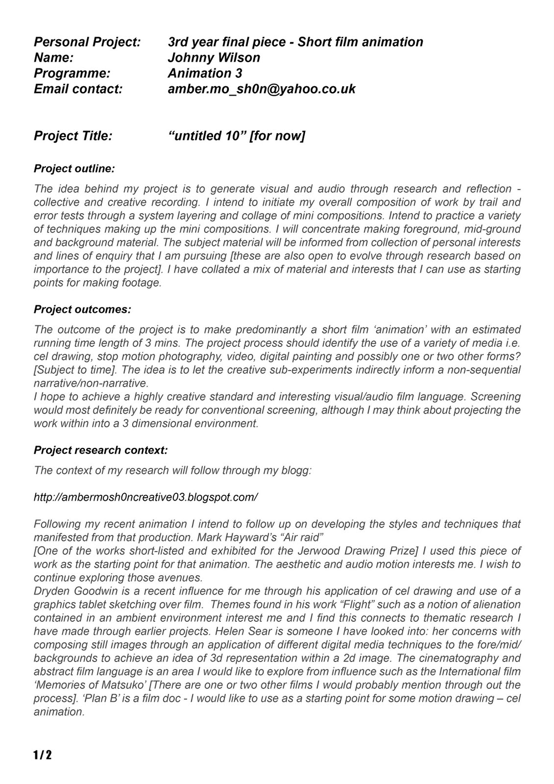 Animation research proposal picture