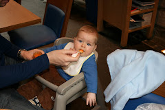 My first time in a high chair - a bit of a slippery experience