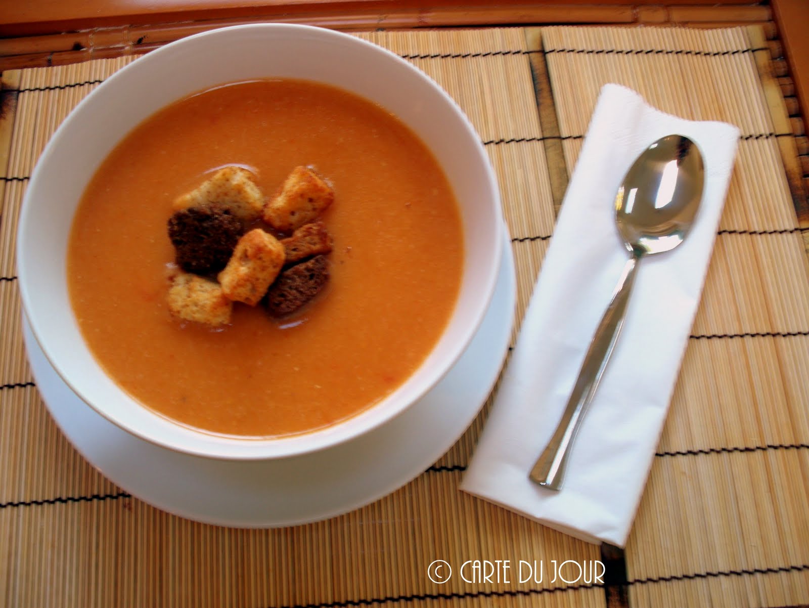 Carte du jour Soupe du Jour Red Lentil Soup (Mercimek Corbasi)