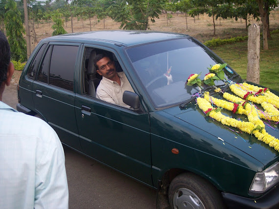 Lt Col C Ravindra Reddy in his car