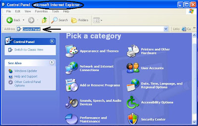 Access Control Panel from Internet Explorer