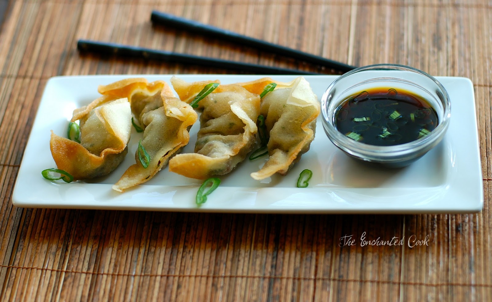 The Enchanted Cook Yaki Mandu (Korean Fried Won Tons) with Ponzu