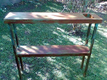 MUEBLES - Consola de chapa turquesa y óxido 1 nicho