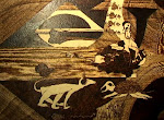 "DIALOGO CON TARTARUGA" anno 2008 tecnica: pirografia su legno cm. 50 x 70