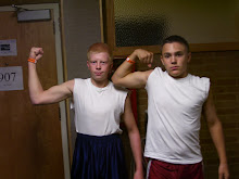 Josh and Friend Showing Off Muscles--being silly :)