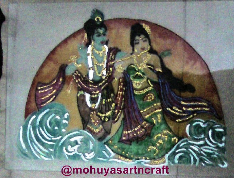 Mohuya Rout Radha Krishna Glass Painting
