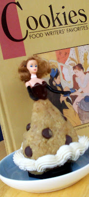 Close up of Raw Vegan Chocolate Chip Cookie Dough turned into a Doll