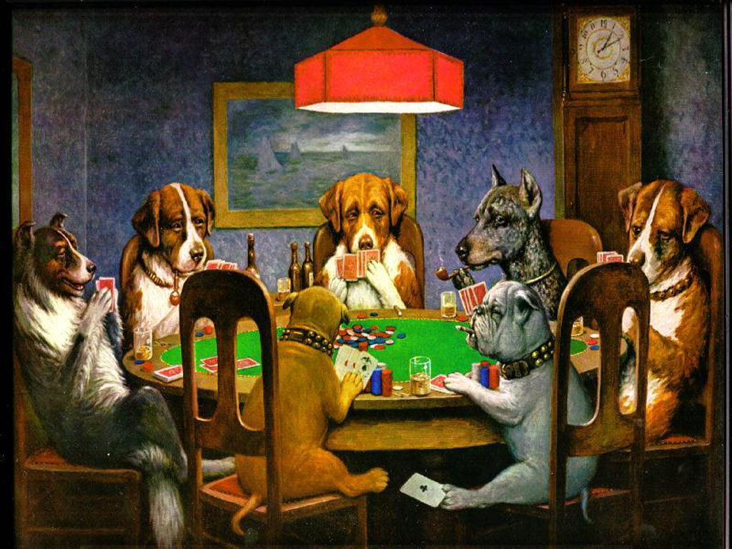 Pool Playing Dogs