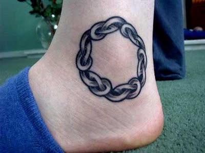 Ankle tattoo in the shape of a chain is like a restriction that binds every