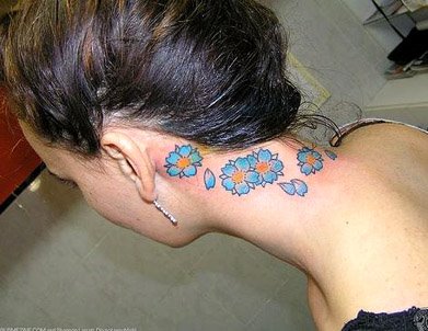neck flower tattoos for girl