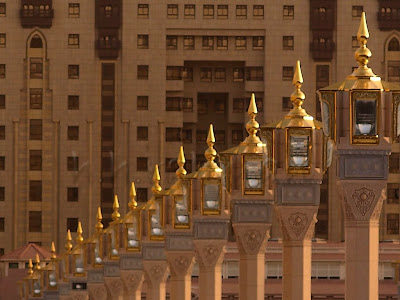beautiful lanterns inside the al nawabi mosque