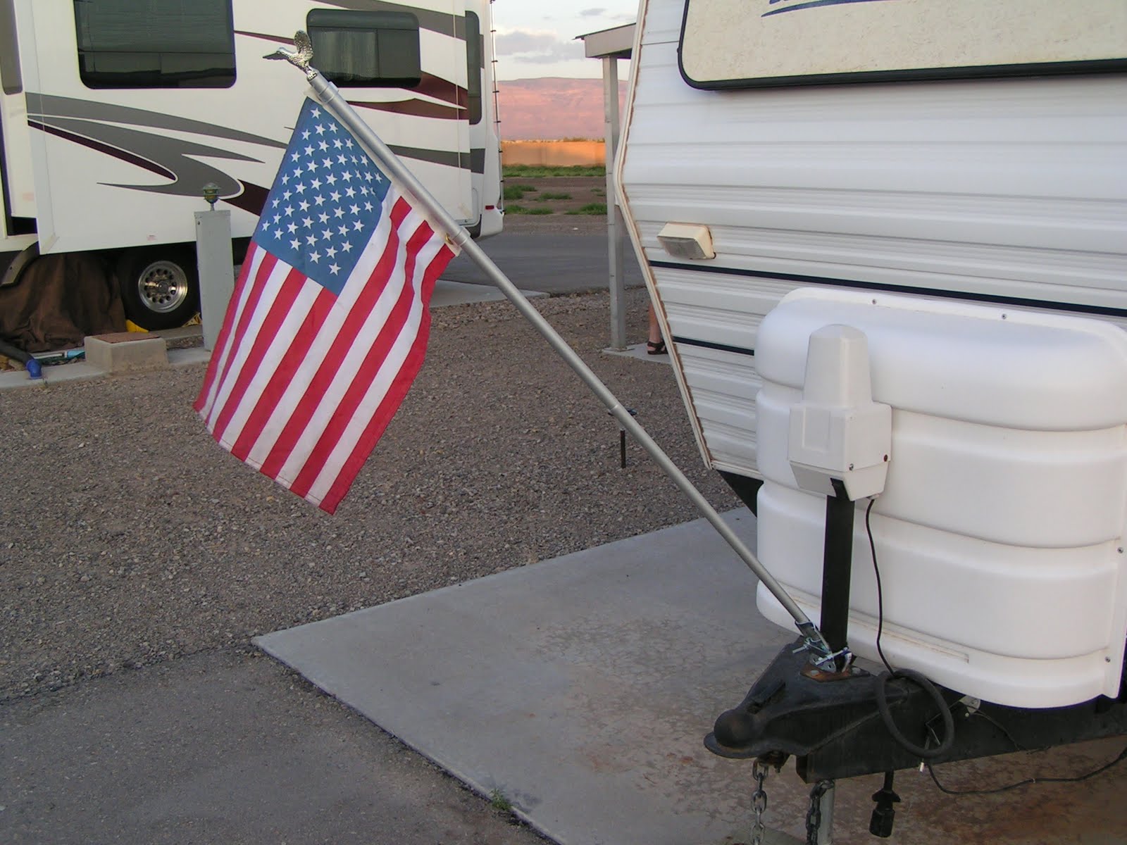 Lovin Our Life New Flag on the Travel Trailer
