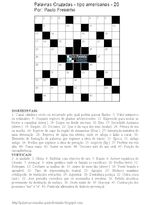 Palavras Cruzadas para imprimir