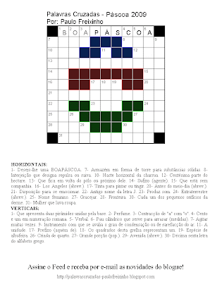Palavras Cruzadas para imprimir Páscoa 2009