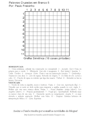 Palavras Cruzadas em Branco para imprimir