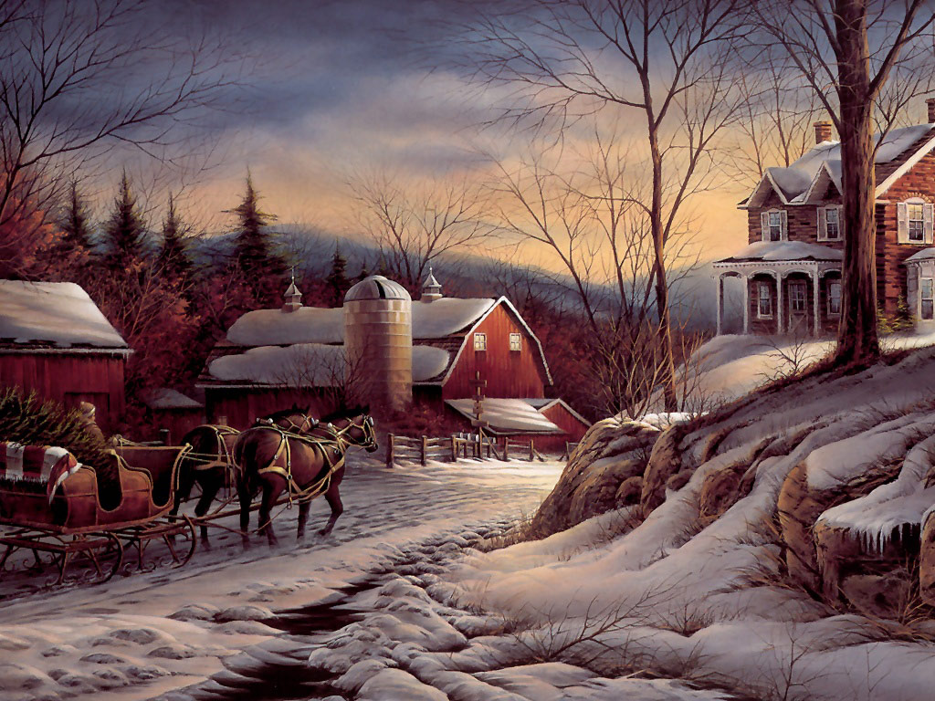 Sfondi Invernali Natalizi.Immagini E Sfondi Per Ogni Momento Dipinto Di Un Paesaggio Invernale