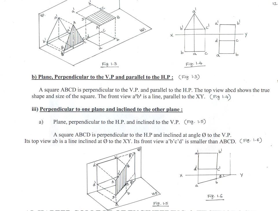 ENGINEERING DRAWING PROJECTIONS OF PLANES