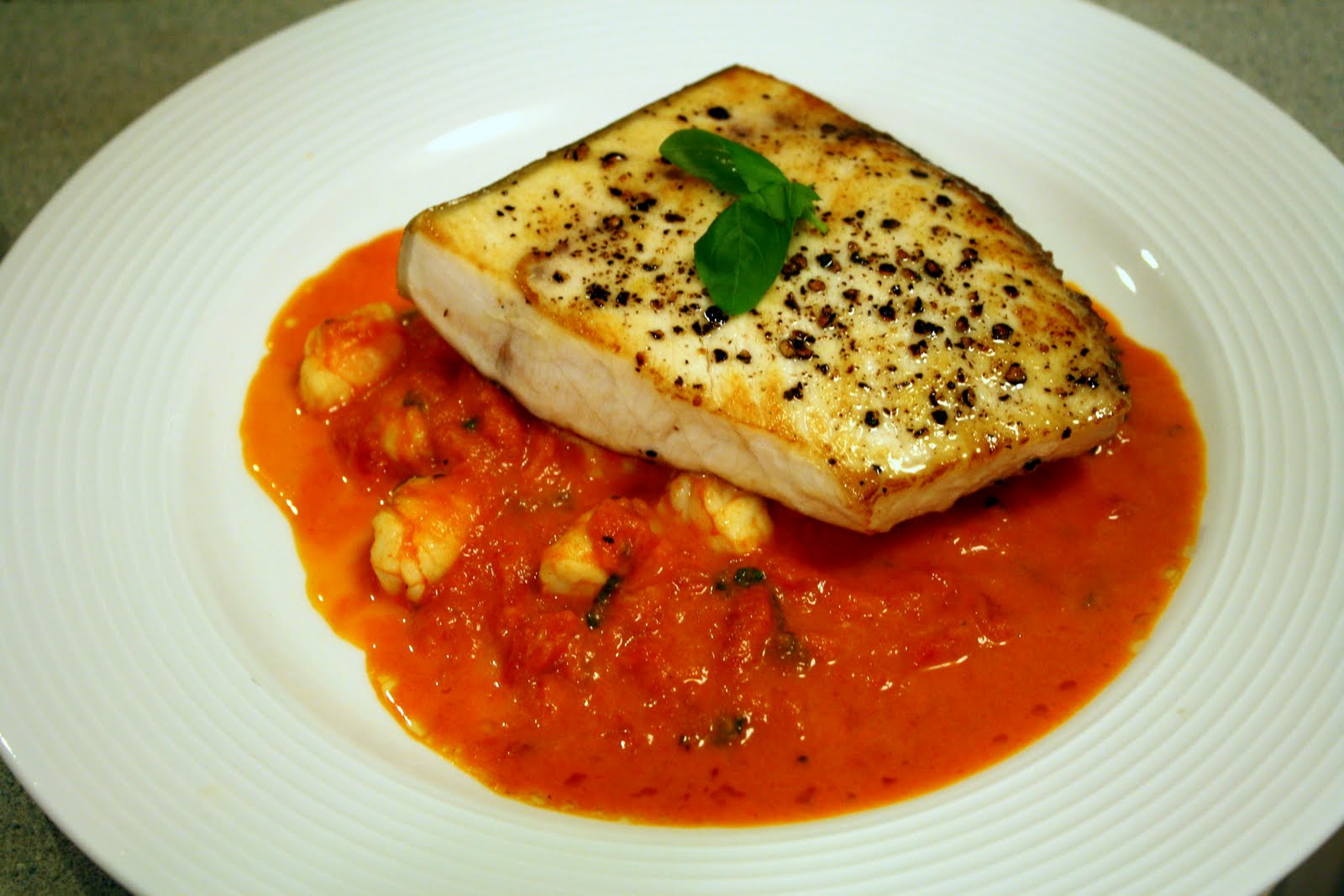 Swordfish with Creamy Basil and Shrimp Tomato Sauce Culinary Studio
