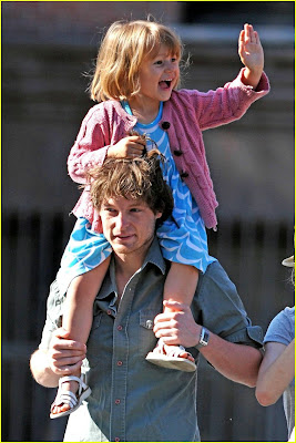 Matilda Ledger gets a ride on t...