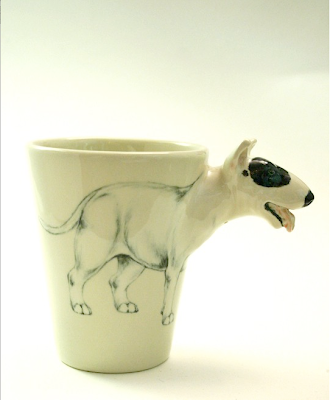 Hand Painted Dog Bull Terrier Handmade Art Decor Mug from Boo Dog Mugs.