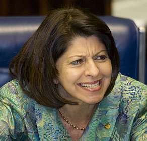 Senadora Marisa Serrano cai de palanque em comício