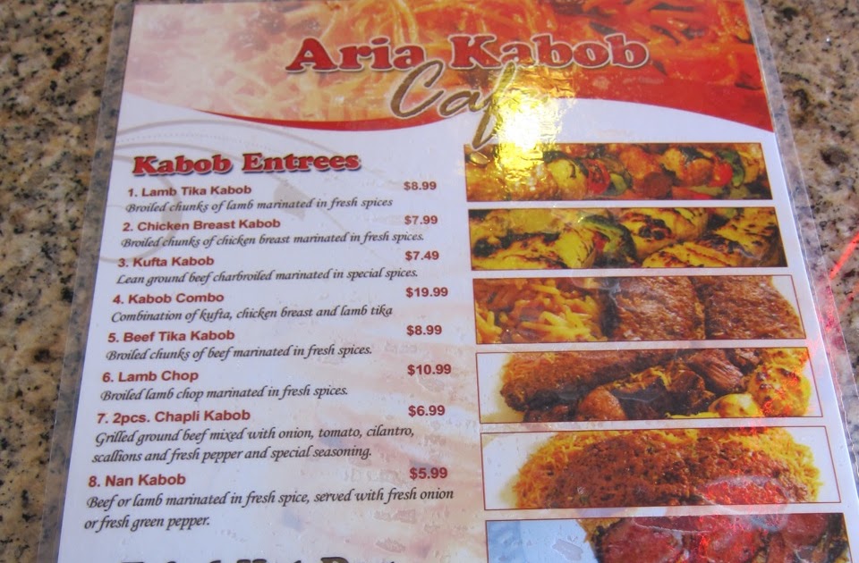 The Radiused Corner Menu Vault Aria Kabob Cafe