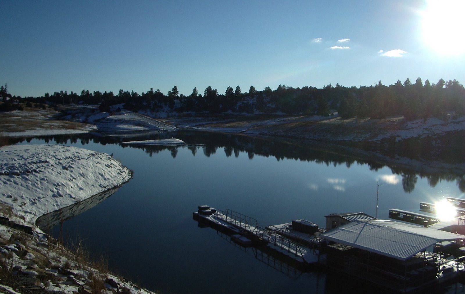 Desert Sea New Mexico and Southwestern Sailing Snow at Heron Lake Marina, New Mexico
