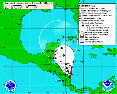 Hurrikan IDA beeinflusst das Wetter in Nicaragua, Honduras, Belize und auf Yucatán, Atlantik, Hurrikansaison 2009, Karibik, Wetter Mexiko, Sturm,