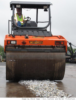 man on cement roller