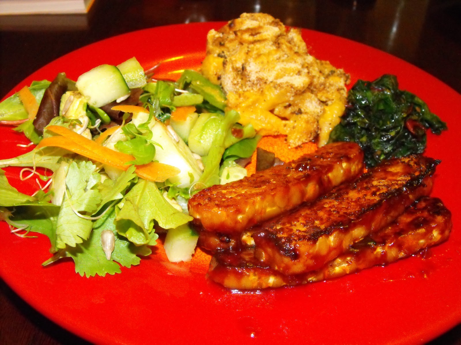 Rootscension BBQ Tempeh Ribs with Mac & Cheese