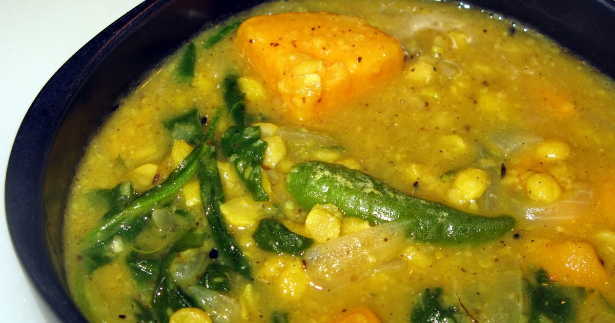 Humming in the kitchen Spinach, Sweet potato & Channa dal curry with