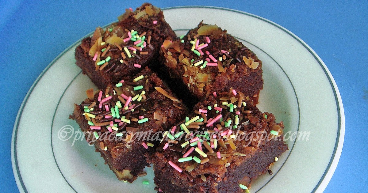 Priya's Versatile Recipes Eggless Oats Brownies