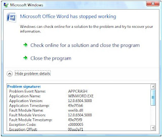 microsoft word has stopped working