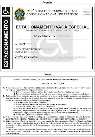 Credencial Especial de Estacionamento para Portador Físico