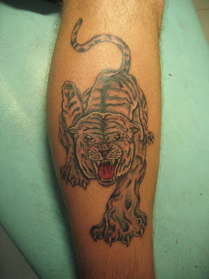Tiger Head Tattoo Design Label: Leg, Leg Tattoo, Nusa Dua Tattoo Studio,