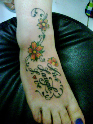 Flowers Tattoo Design on Leg
