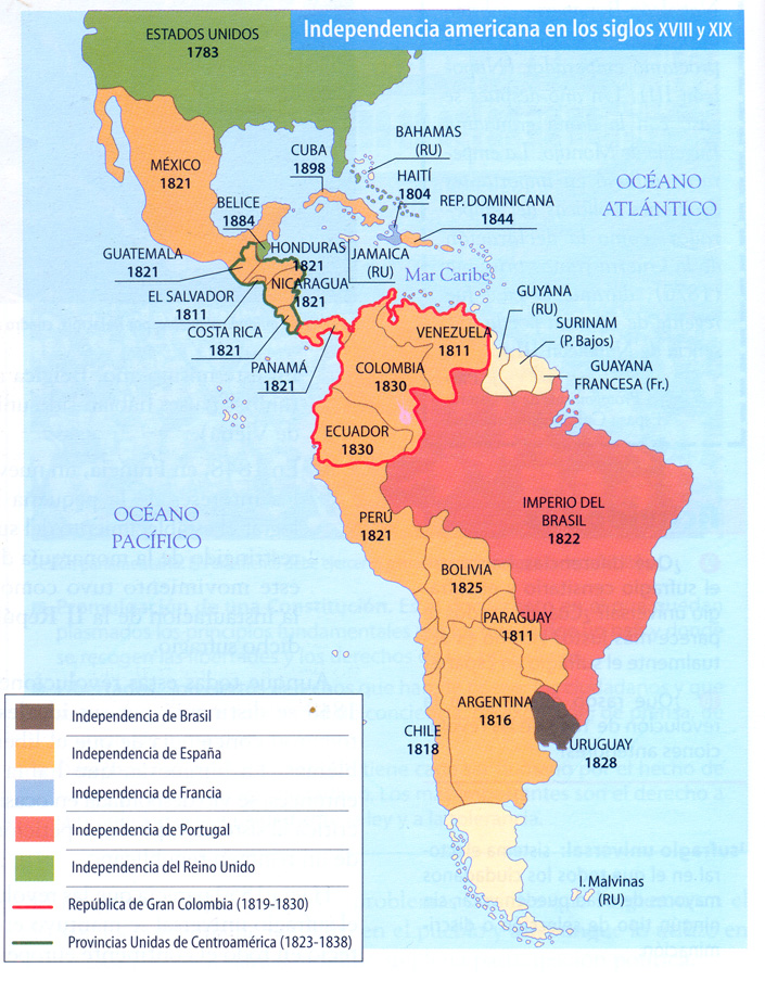 INDEPENDENCIA DE LA AMERICA ESPANOLA independencia de la america espanola: