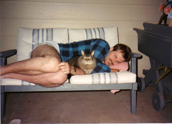 My Brother Gerald with his cat named Shit Head. Gerald Glenn Gollehon Jr. b. June 22 1962