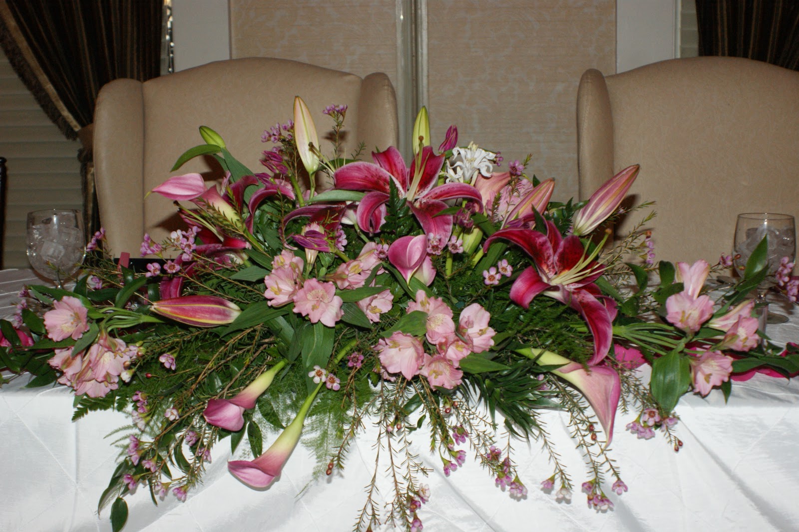 Felthousens Florist & Greenhouse Wedding Head Table Arrangements