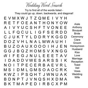 Wedding Word Search