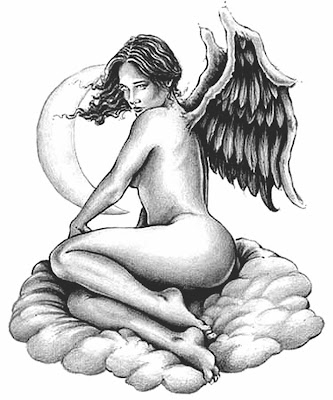 tattoo designs Tattoo design of angel sitting above cloud