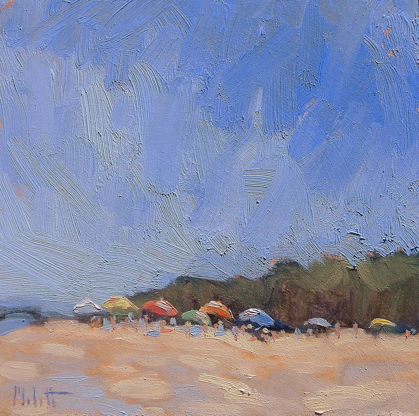 Painting Daily Heidi Malott Original Art Beach Umbrellas Contemporary Impressionist Daily Painting