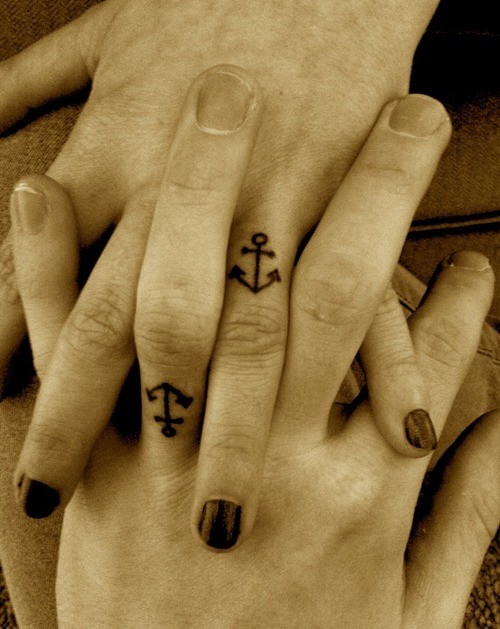anchors couples tattoo LOVE