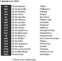 Calendário Fórmula 1 2010