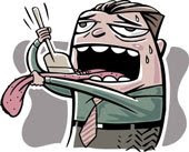 man scraping tongue