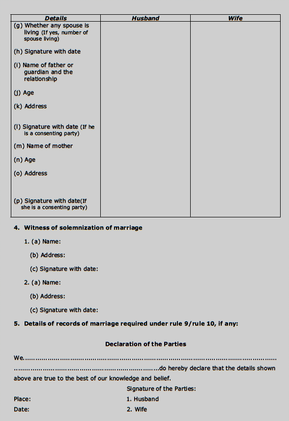 marriage registration rules marriage registration in kerala married certificate form