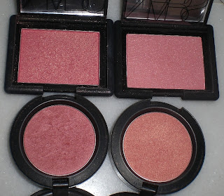 mac nars orgasm peachykeen deep throat vs springsheen blush galore bottom left right